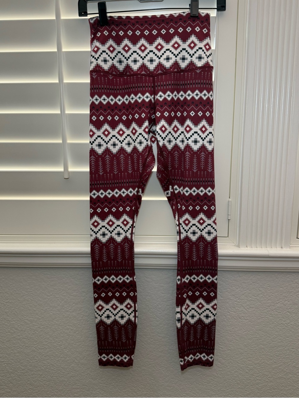 ALP N ROCK Kari Base Layer Leggings Size XS Burgundy Red Fair Isle Ski Snowboard